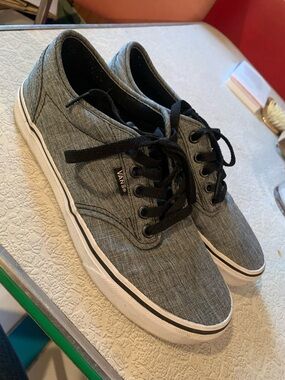Vans Gray Low-Top Canvas Sneakers with Black Laces